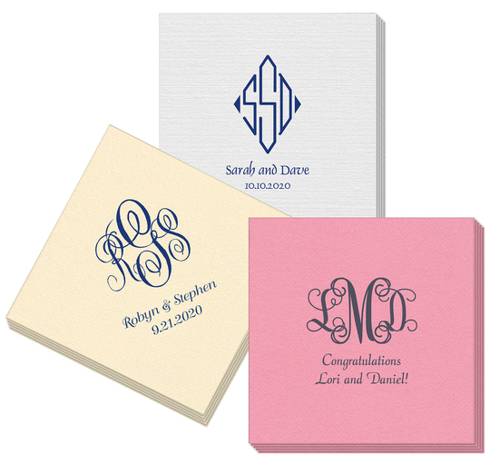 Pick Your Three Letter Monogram Style with Text Linen Like Napkins